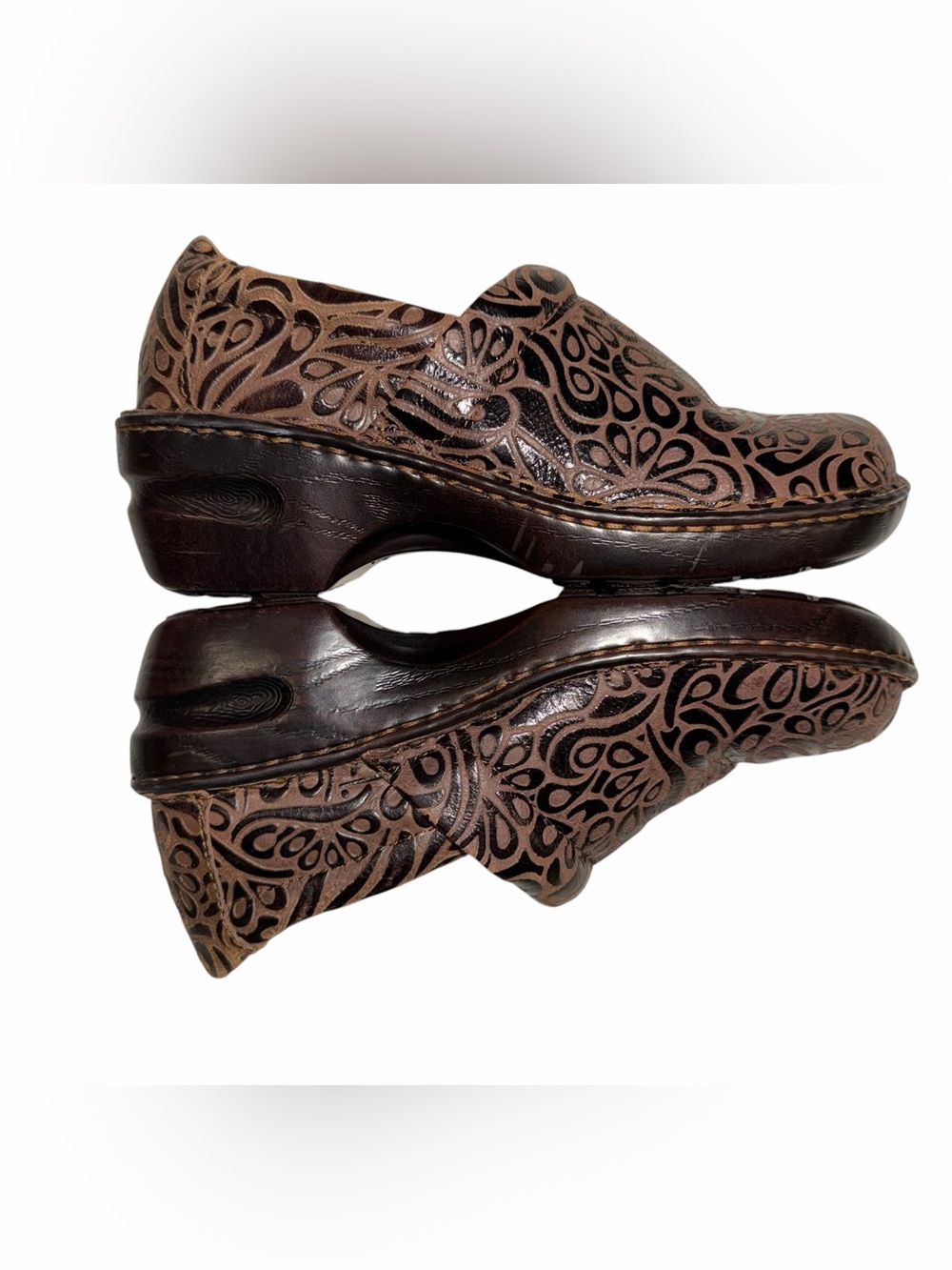 B.O.C. “Peggy” Slip On Brown Patterned Faux Leather Clog size 8 EUC
